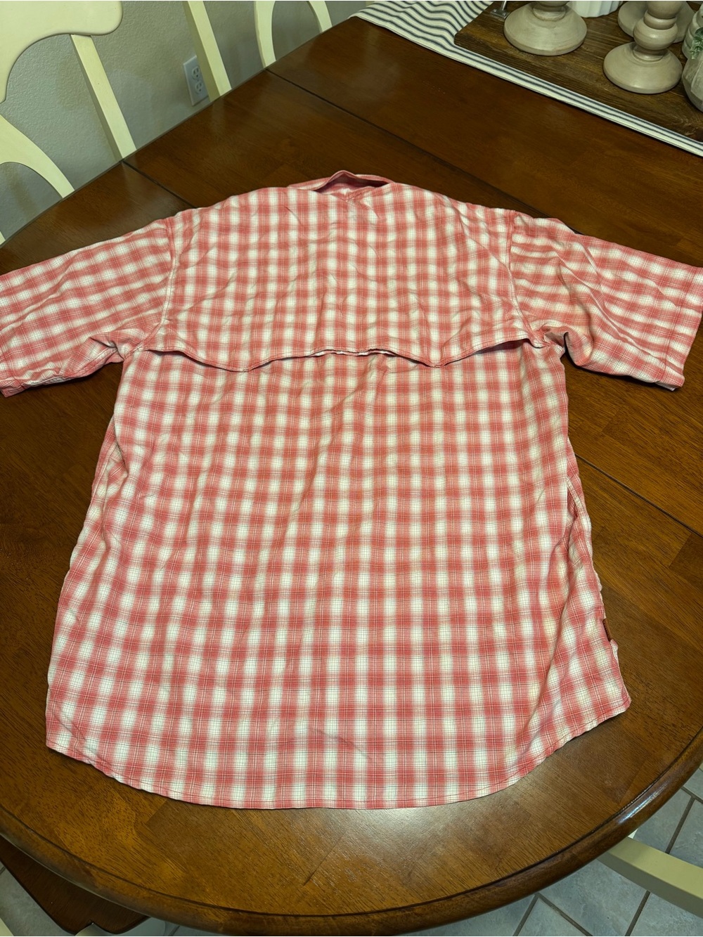 Simms Pearl Snap Plaid Check Vented Fishing Shirt Mens Medium Pink Logo Outdoor - Picture 10 of 11